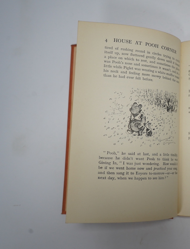 Milne, A.A. - The House at Pooh Corner. With Decorations by Ernest H. Shepard. First Edition. frontis & num. text illus. (some full page), illus. on e/ps.; publisher's gilt ruled and pictorial pink cloth, gilt top, sm.8v